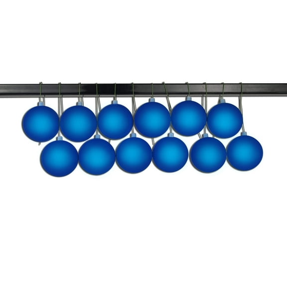12 Pack 60mm 2.5" Matte Blue Ball Ornament UV Coated with Wire