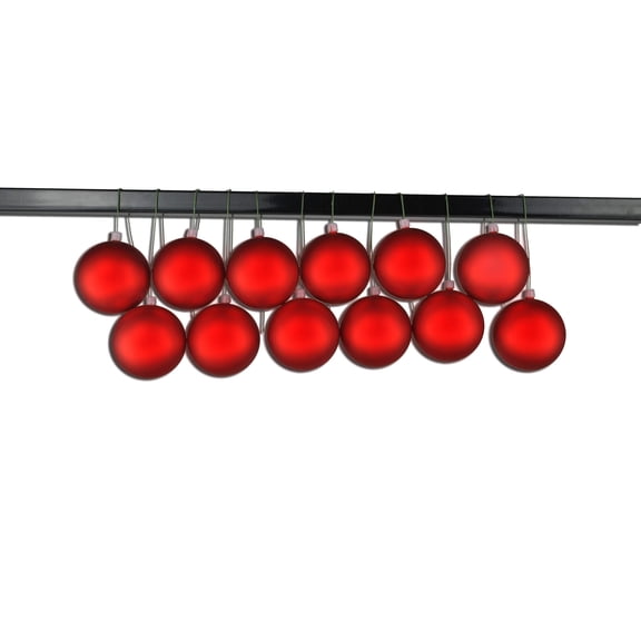 12 Pack 60mm 2.5" Matte Red Ball Ornament UV Coated with Wire