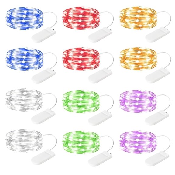 12 Pack(6Colors) Battery Operated LED Fairy Lights((7ft)) for Xmas Decoration