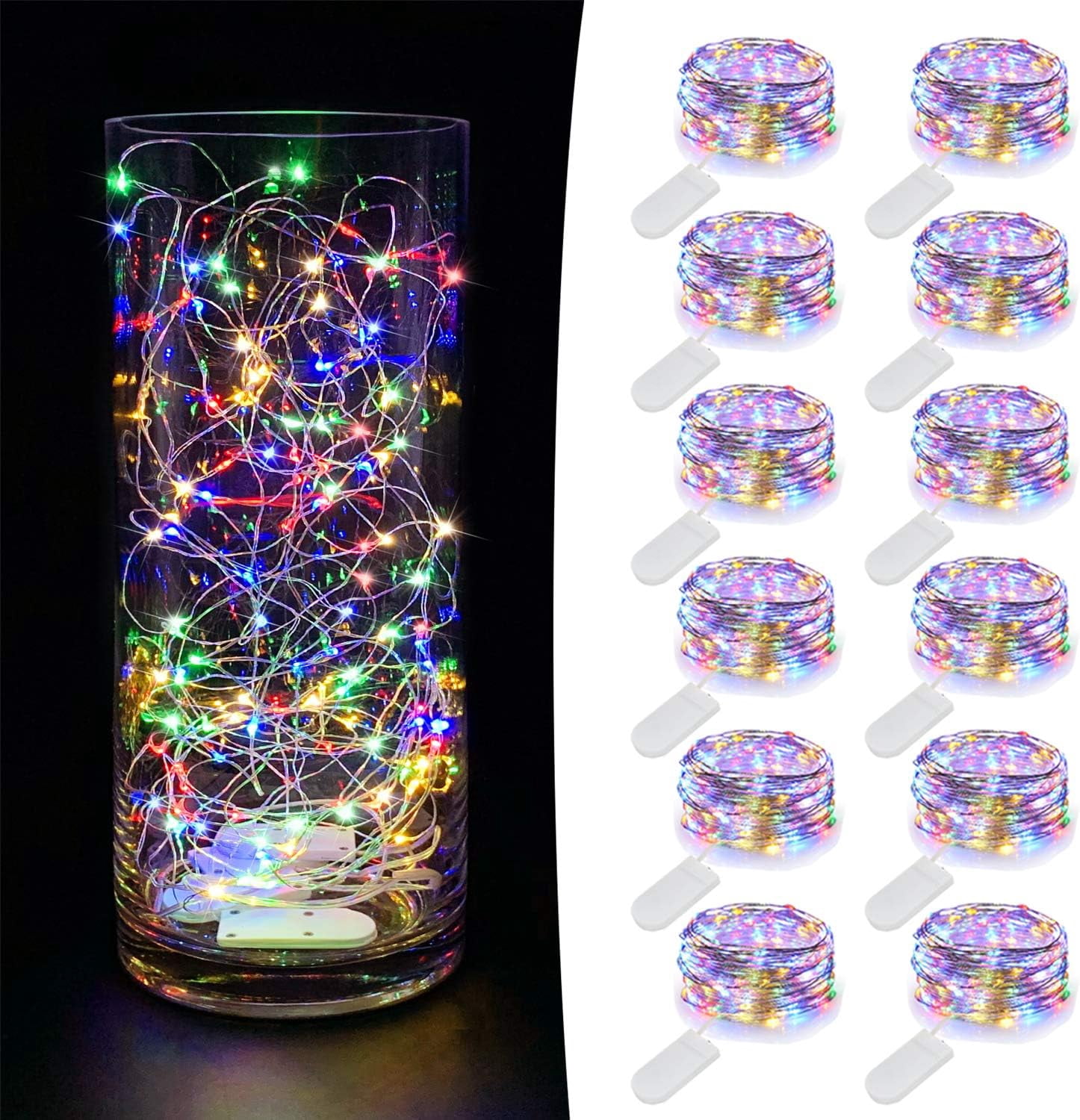 12 Pack 7.2ft Fairy Lights Battery Operated String Lights, 20 Mini LEDs ...