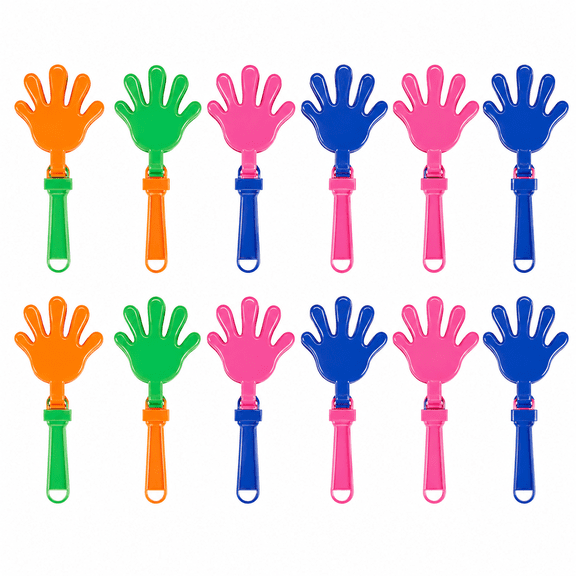 12 Pack 7.5 Inch Hand Clapper Noisemakers for Sporting Events, Birthdays, Concerts, Parades and Party Favors