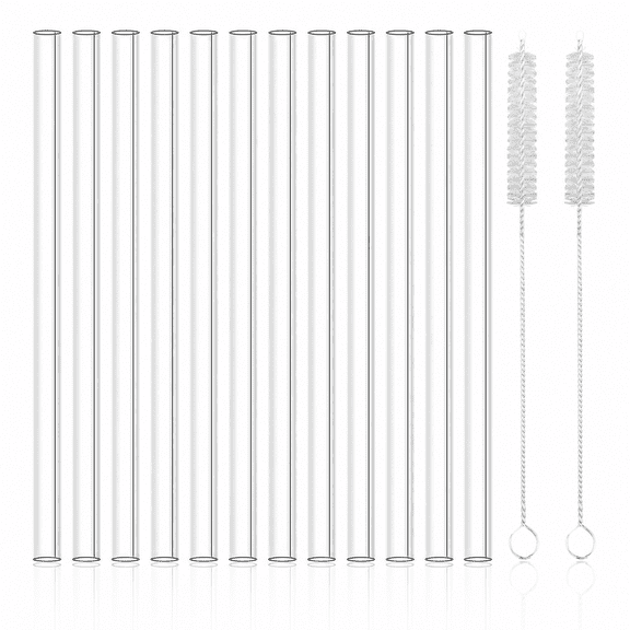 12 Pack 8.5 Inch Reusable Glass Straws for Daily Hot and Cold Beverages