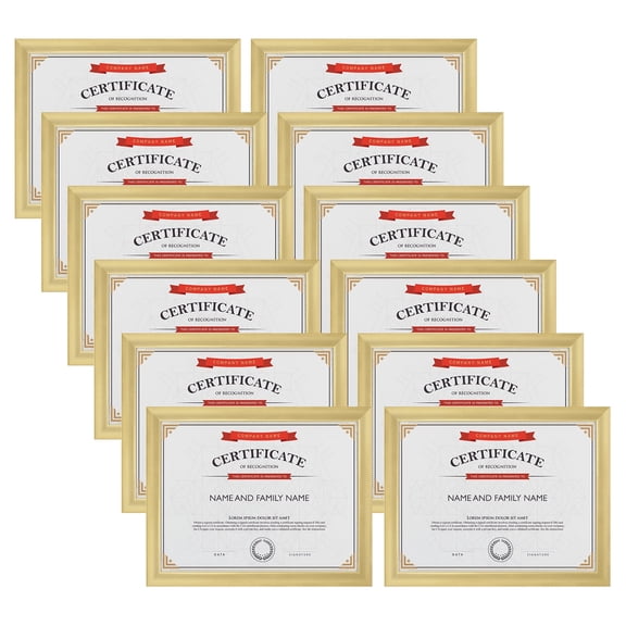 12-Pack 8.5x11 Gold Document & Diploma Frames for Wall or Tabletop