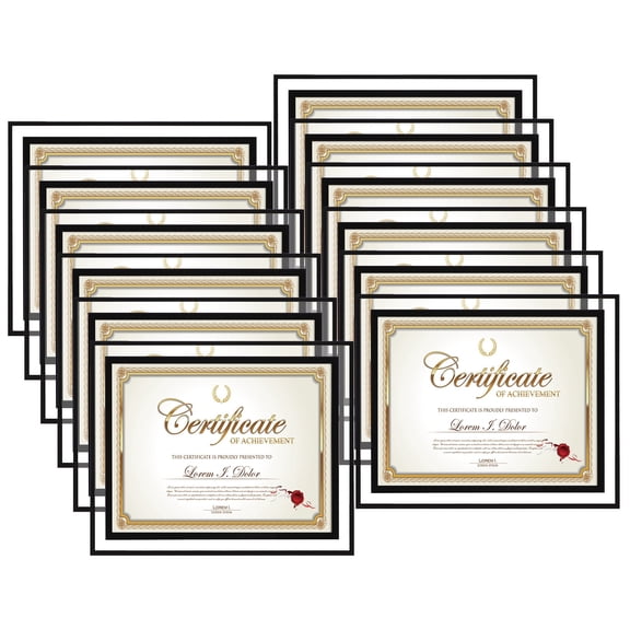 12-Pack 8.5x11 Black Glass Document Frames for Tabletop