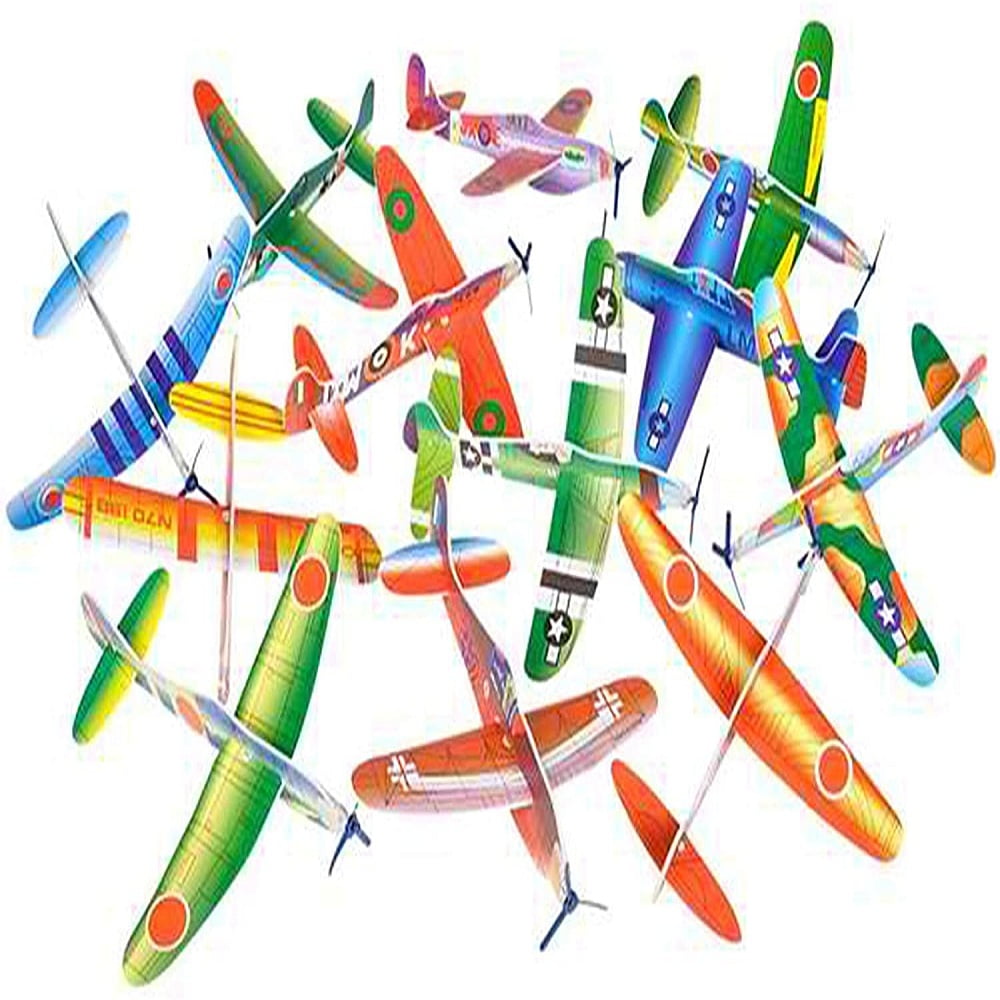 12 Pack 8 Inch Glider Planes - Birthday Party Favor Plane, Great Prize, Handout / Giveaway Glider, Flying Models