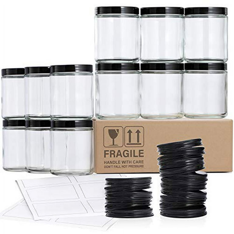 12 Pack, 8 OZ Glass Jars with Lids, Clear Round Candle Jars with 12 Metal  Lids & 12 Plastic Lids - Empty Food Storage Containers, Canning Jar For  Spice, Powder, Liquid, Sample - Dishwasher Safe 