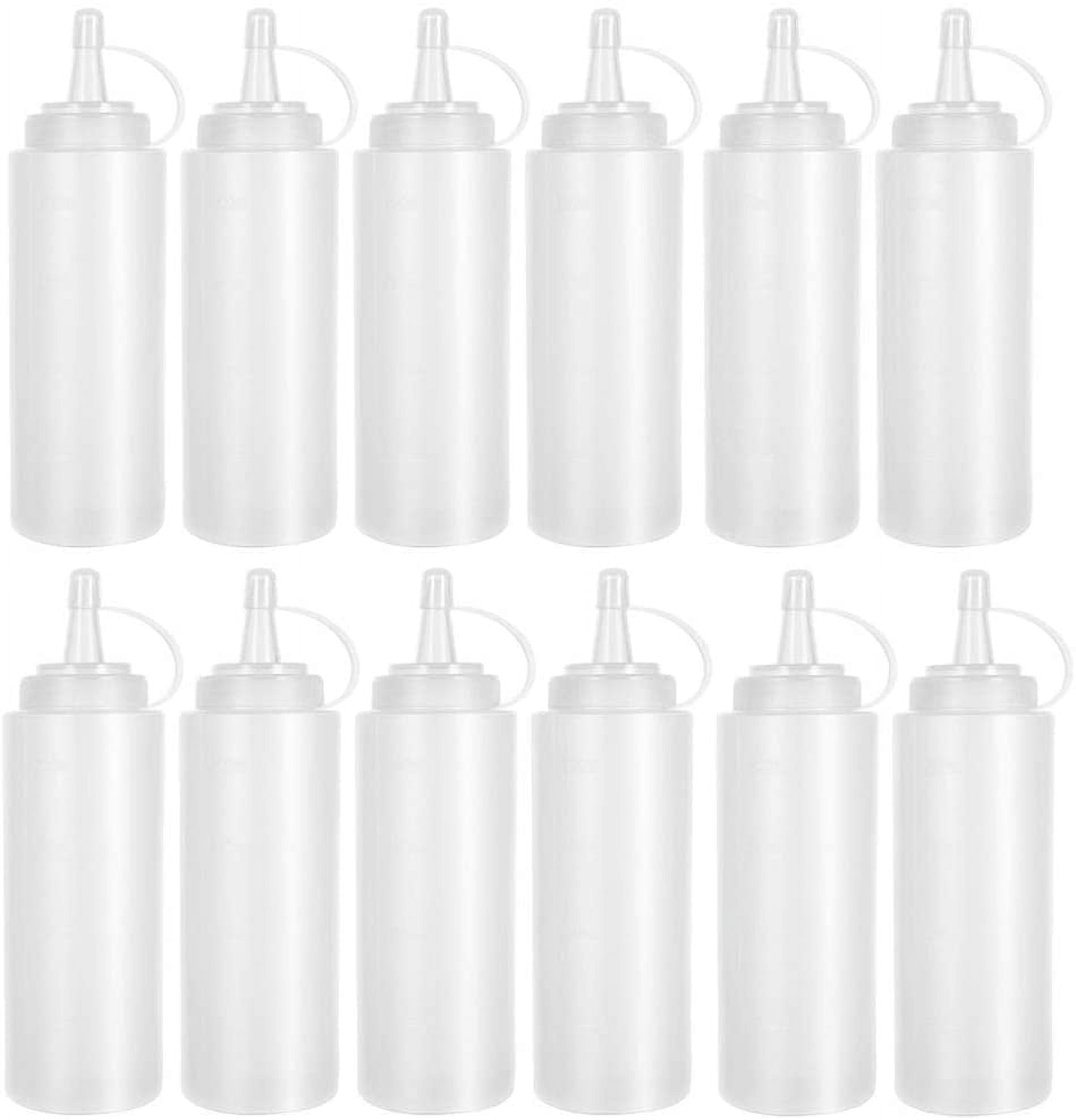 12 Pack 8 oz Plastic Squeeze Bottles Multipurpose Squirt Bottles for Ketchup,Condiments,BBQ Sauce,Dressing,Barbecue,Grilling,Crafts,Syrup and More