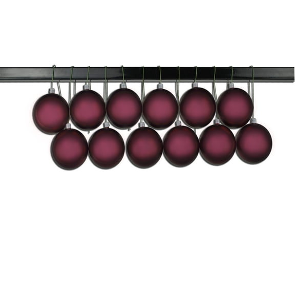 12 Pack 80mm 3" Matte Burgundy Ball Ornament UV Coated with Wire