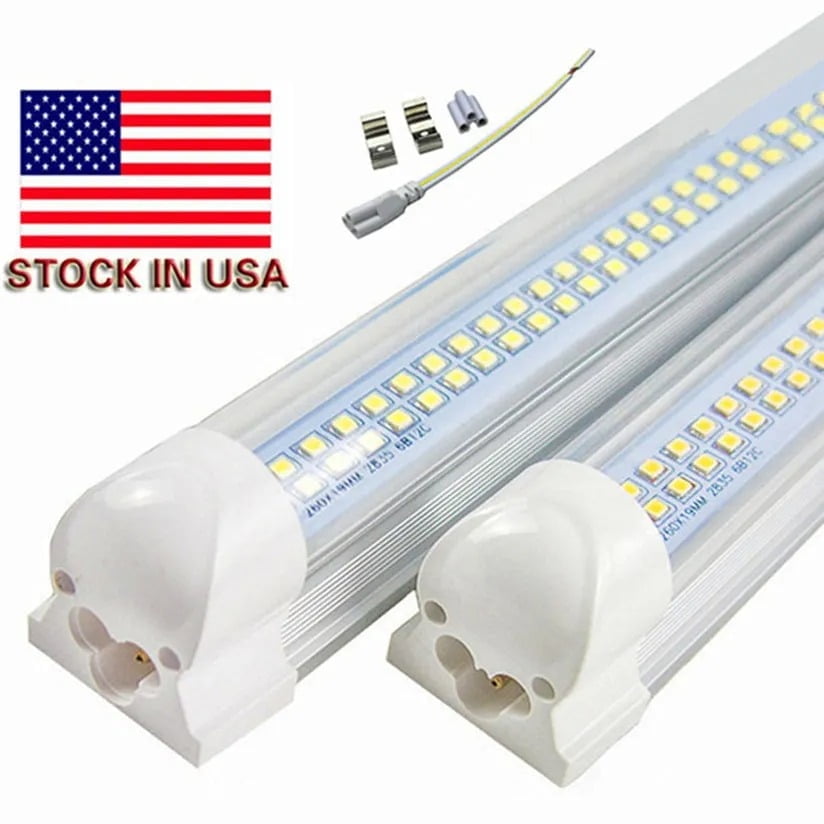 (12-Pack) 8ft LED Shop Light Fixture, 100W 15000LM 6000K, Cold White, Flat Shape, Clear Cover, Hight Output, Linkable Shop Lights, T8 LED Tube Lights, LED Shop Lights for Garage 8 Foot with Plug