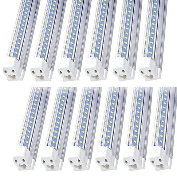 12 Pack 8ft LED Shop Light Fixture 72W 6500K Super Bright T8 LED Tube Lights Linkable Garage Light