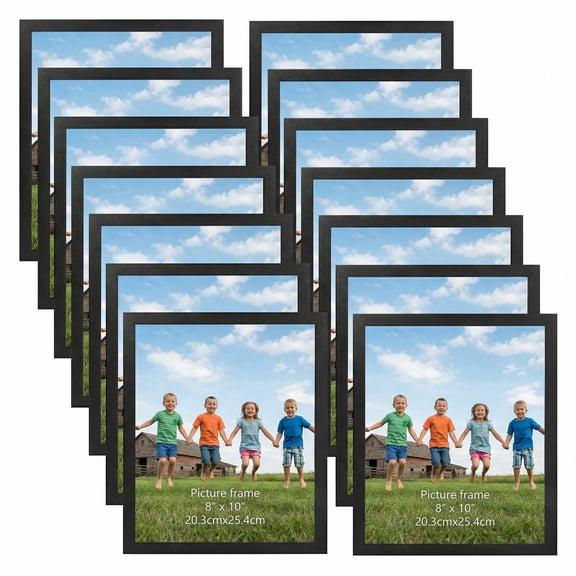 12-Pack 8x10 Black Magnetic Photo Frames for Refrigerator or Window