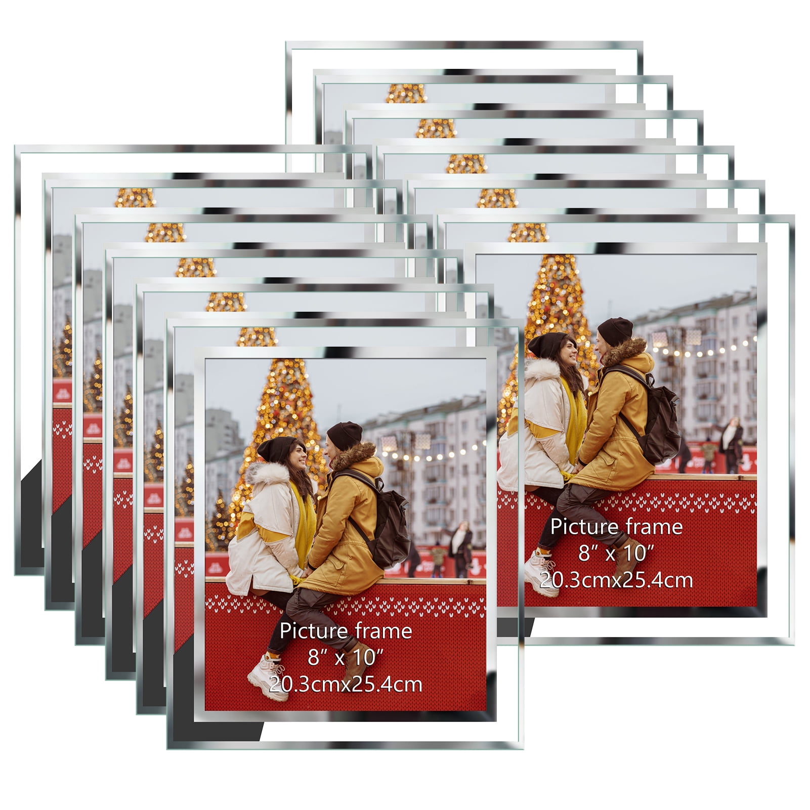 12 Pack 8x10 Glass Picture Frames Set for Tabletop Display, Clear Photo