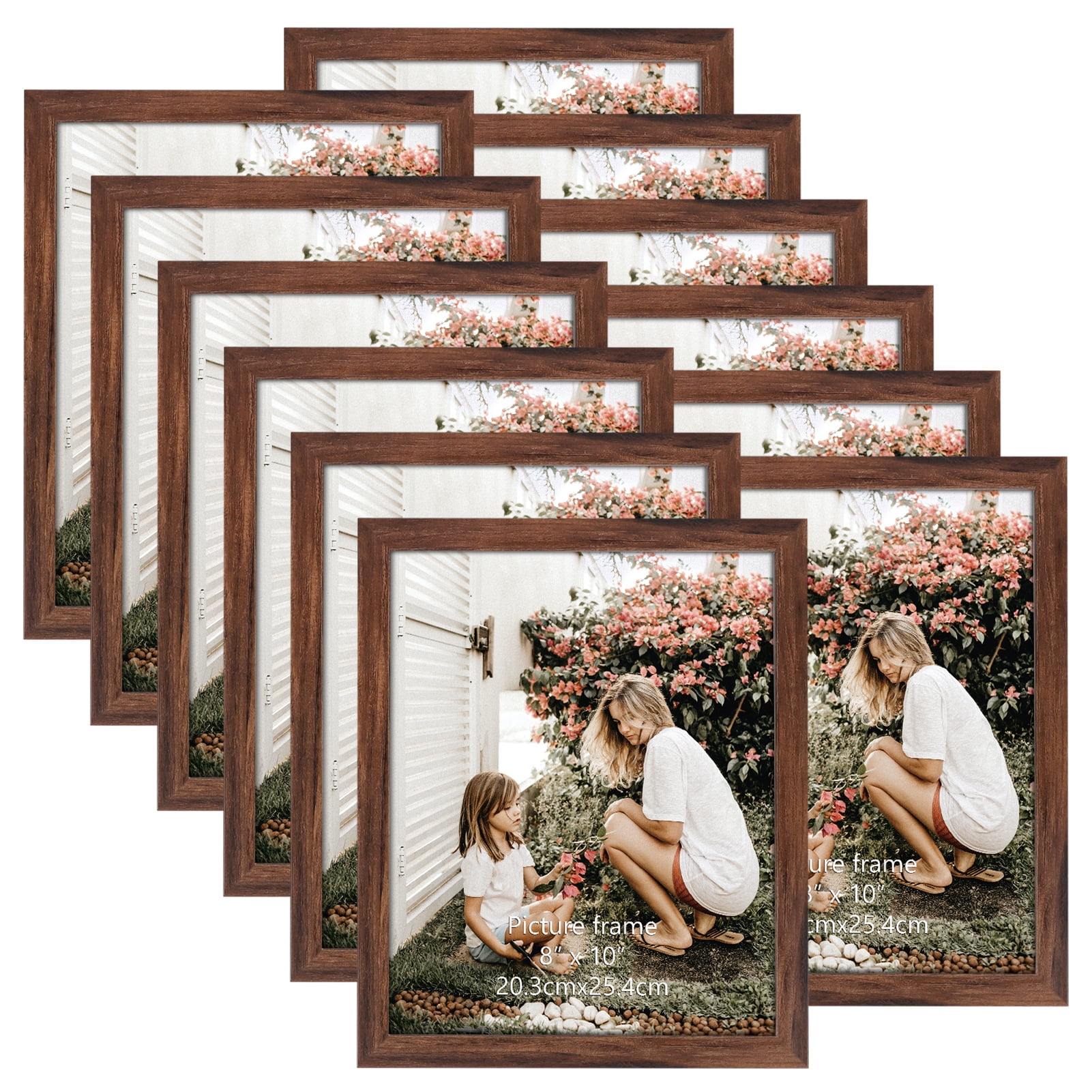 HAMITOR Picture Frames Set Wall Gallery: 10 PCS Family Photo Frames Set for  Wall or Tabletop Decor Including Two 8×10 Four 5×7 Four 4×6 - Rustic Brown