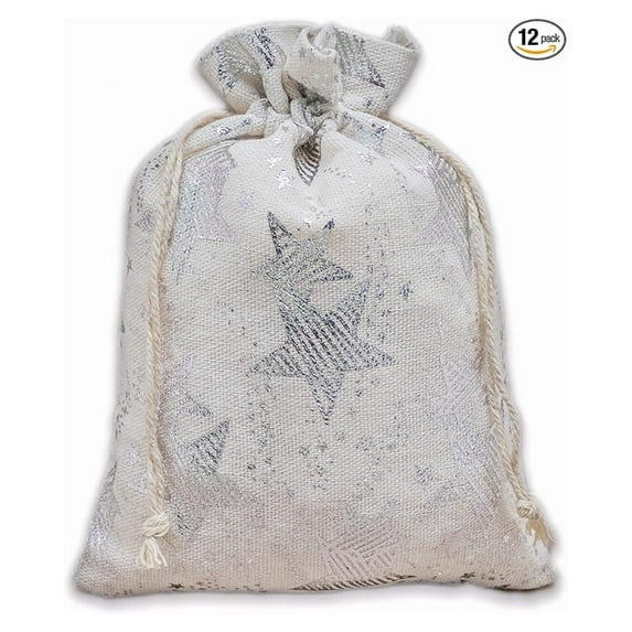 6 Pack Large Santa Sacks - 27.5x19.5 Inch Cotton Drawstring Gift Bags, Reusable Christmas Storage