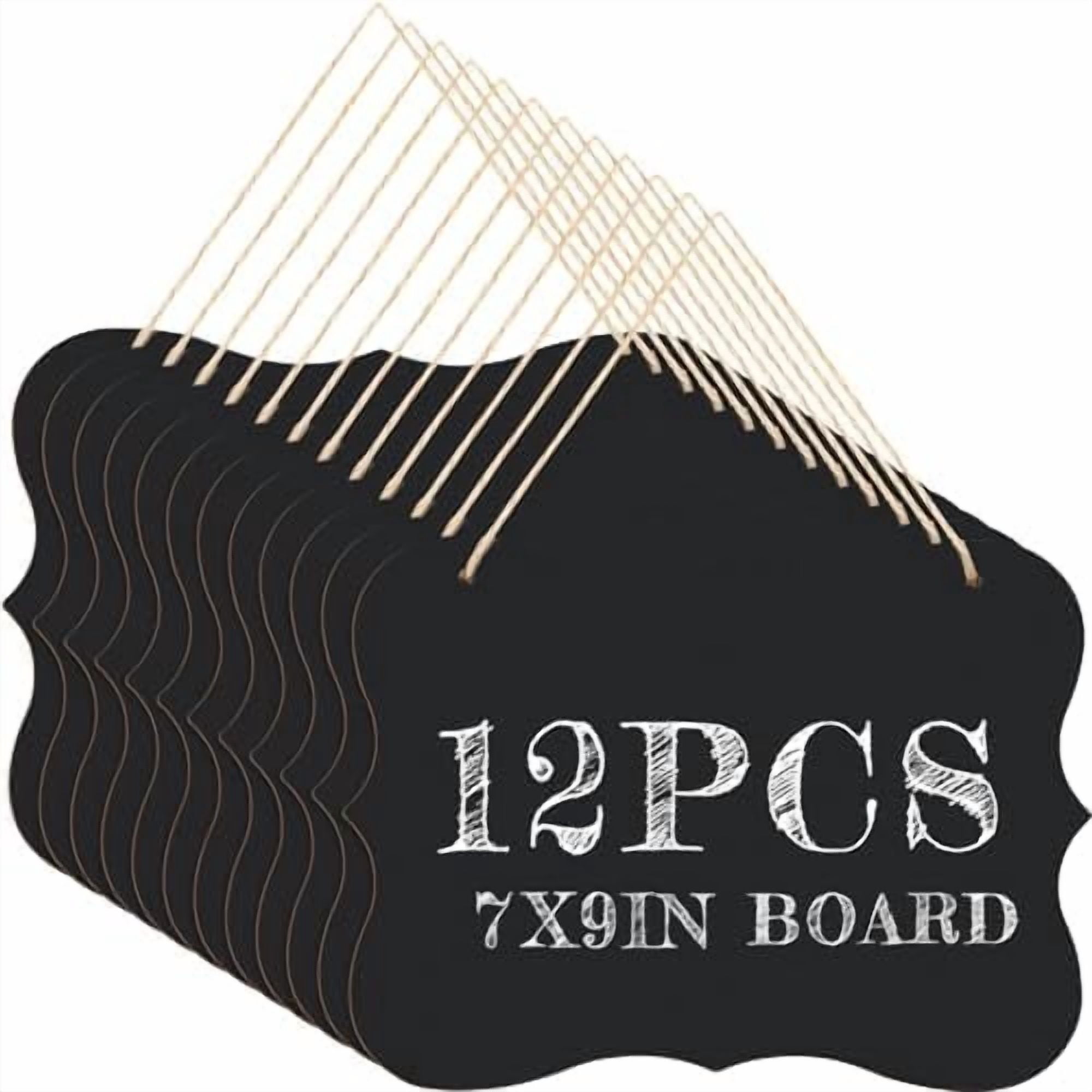 12 Pack 9"x7" Double Sided Hanging Chalkboard Signs with String, Wood ...
