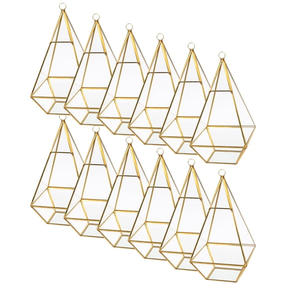 9.5” Gold Geometric Triangle Glass Terrarium by Ashland - Hanging Planter for Succulents and Air Plants - Bulk 12 Pack