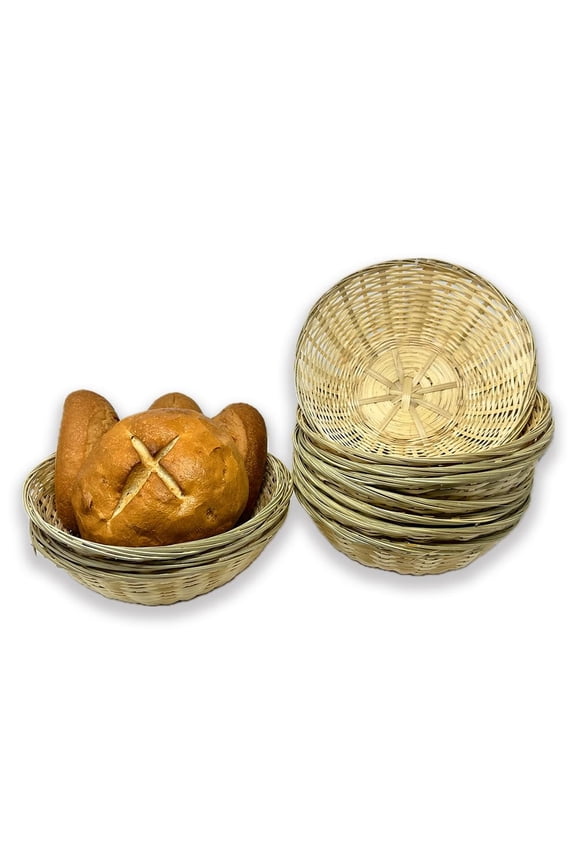 12 Pack 9 Handmade Handwoven Bamboo Bread & Fruit Baskets for Restaurants, Catering, Parties & Table Service Bulk Multipurpose Food & Gift Storage Baskets