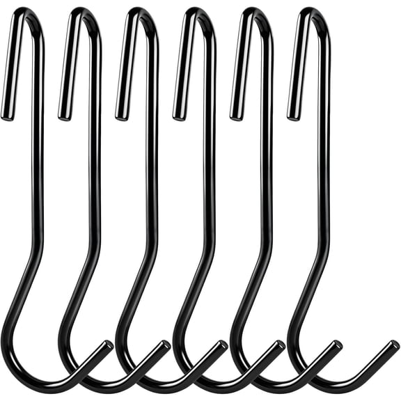 12 Pack 90 Degree Twist Angled Hooks, Heavy Duty Black Pot Rack Hooks Pot Holder Pan Hanger S Hooks Wire Shelf Hooks for Hanging Kitchen Utensils, Pots, Pans, Clothes, Towels, Plants