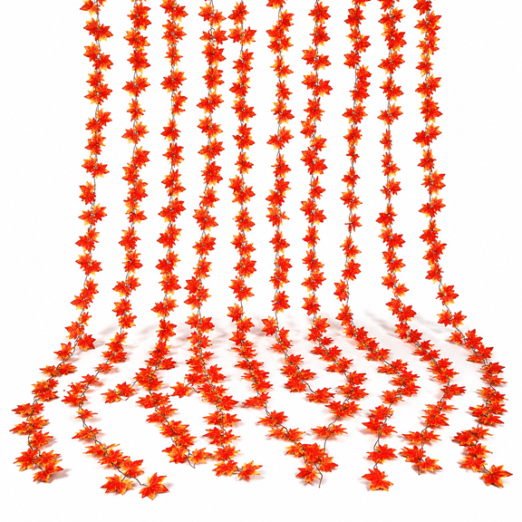 12 Pack 92Ft Fall Leaf Garland Artificial Maple Leaves Red Silk Autumn Hanging Vines for Thanksgiving Home Wedding Garden Fireplace Porch Decor