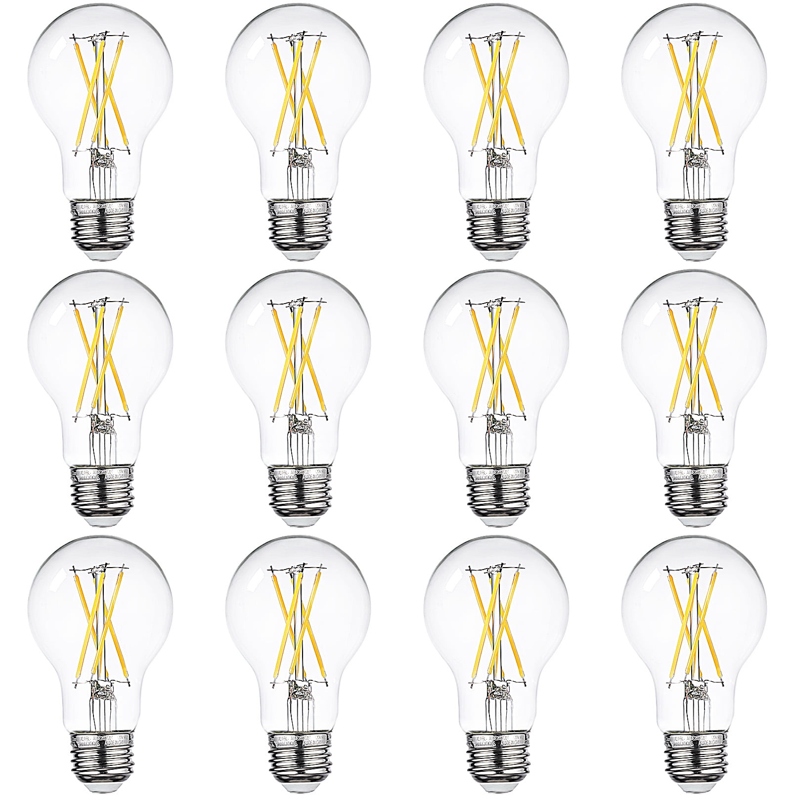 12 Pack A19 LED Bulb Dimmable, 7W=60W, UL Listed, Vintage Edison ...