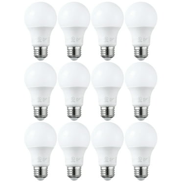 12 Pack A19 LED Light Bulbs 60W Equivalent, Aluminum Housing, Dimmable, 3000K Warm White, E26 Standard Base, UL Listed, Flicker Free