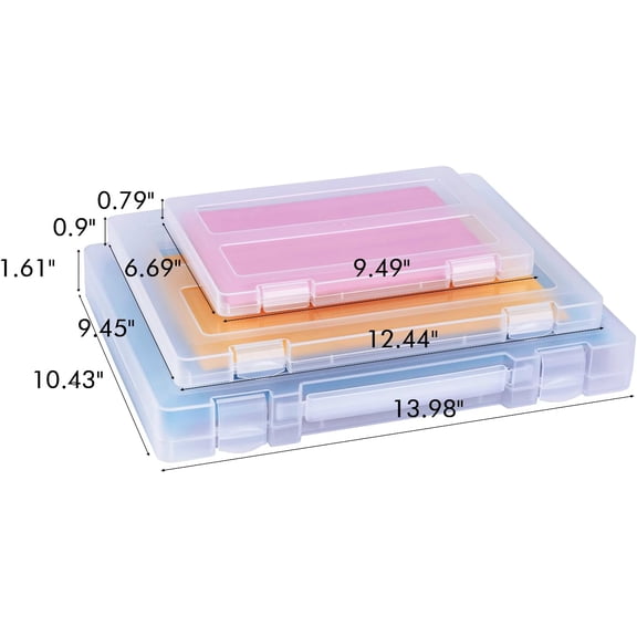 12 Pack A4 Paper Storage Boxes, 8.5 x 11 Plastic Portable Project Case for US letter Size and A4 paper, Plastic Multi-Purpose Thick Scrapbook Storage Box for Office