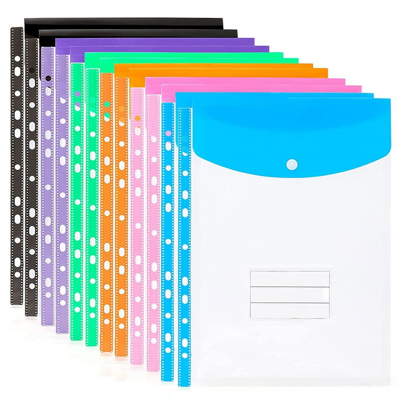 12 Pack A4 Punched Pockets Plastic Wallets 11 Holes Expandable Binder