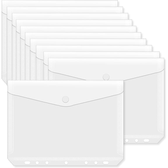 12 Pack A5 Binder Pockets, Clear 7 Hole Mini Binder Pocket Folders