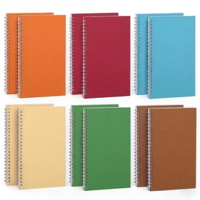 12 Pack A5 Spiral Notebooks, 8.3 x 5.5 Inch Textured Paper Covers, 50 Sheets 100 Pages, 6 Colors, 70gsm Ruled Writing Journal for School, Office, Meetings, Notes and Travel