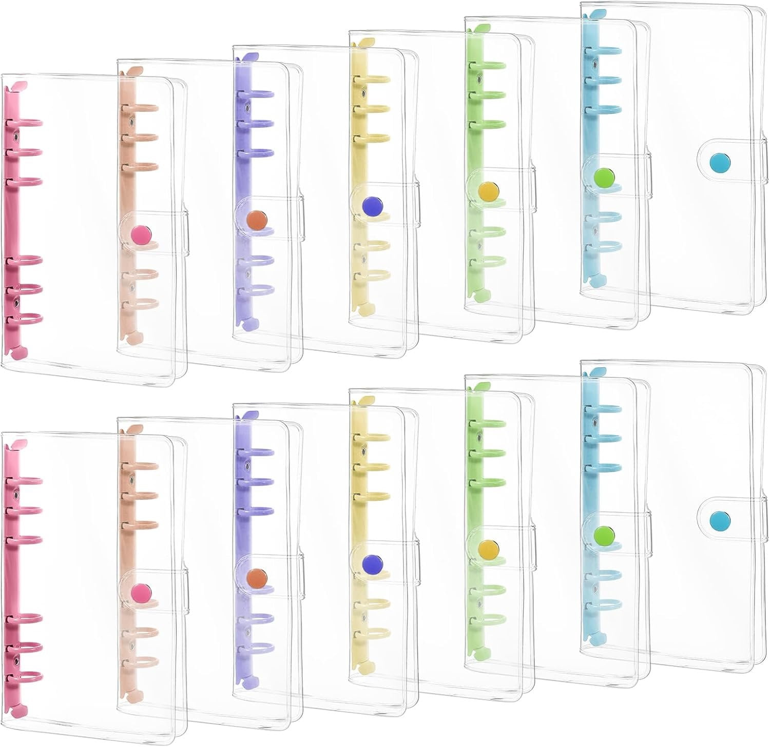12 Pack A6 6 Ring Binder, Clear 6 Ring Binder A6 with Snap Button, Soft ...
