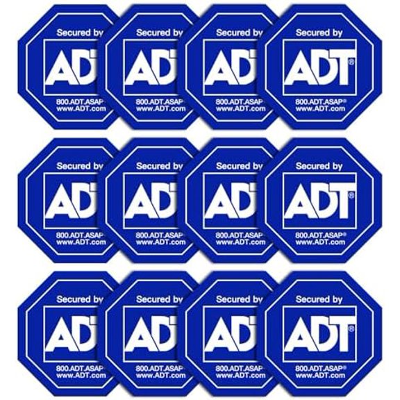 12 Pack ADT Security Stickers, ADT Safety Signs Waterproof Decals for Home Windows and Doors HD Printed$$Home Decor, Kitchen, & Other