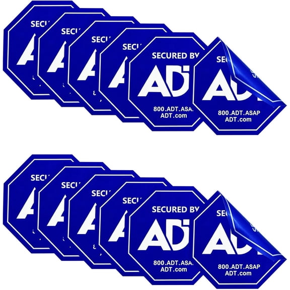 12 Pack ADT Security Stickers, Double-Sided ADT Security Decals,HD Printed Security Stickers for Windows, Door, Indoor/Outdoor, UV & Water Resistant, 3"x 3"