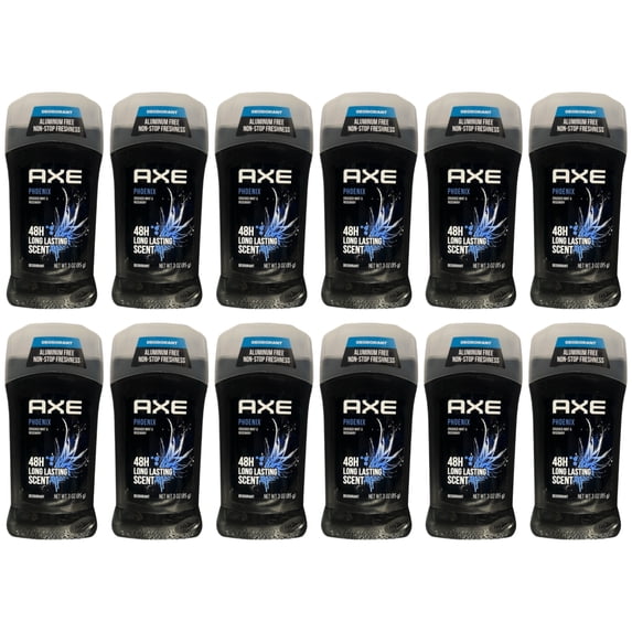 (12 Pack) AXE Dual Action Deodorant Stick for Long Lasting Odor Protection Phoenix Crushed Mint And Rosemary Mens Formulated Without Aluminum 3 oz