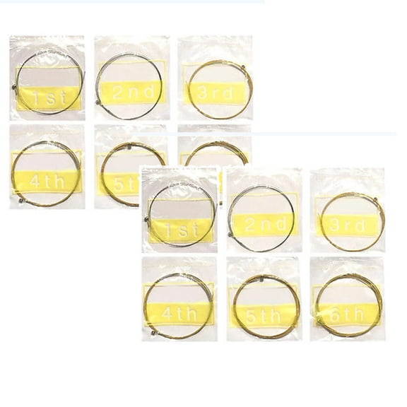 12-Pack Acoustic Guitar Strings, Golen Coated Set for Beginners, Folk Guitar Replacement, Value Set, Rich Full Tone, Durable & Comfortable Feel, By Preplabs