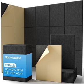 12 Pack Acoustic Panels Self-Adhesive, 16''X12''X0.4'' Rectangle Sound Proofing Panels for Door, Ceiling, Recording Studios
