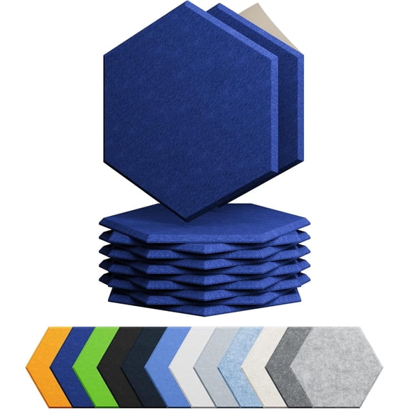 12 Pack Acoustic Panels Self Adhesive Sound Proof Foam, High Density Sound Acoustic Panel, 12X10.23X0.4 Inch Hexagon Panels in Home, Office, Reccording Room, Studio,and more(Telecom Blue)