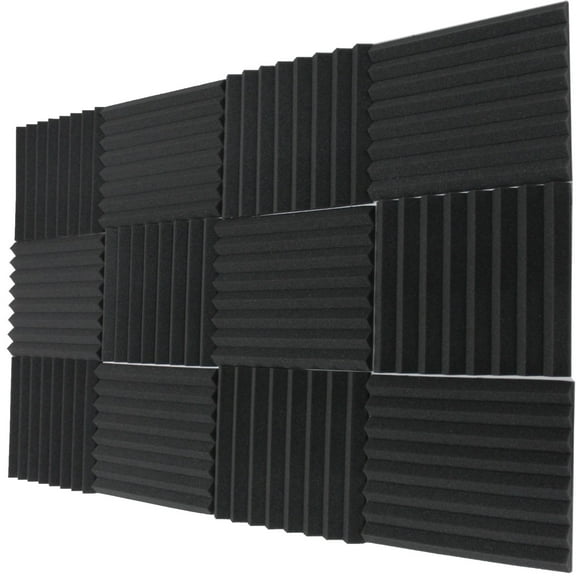 12 Pack Acoustic Panels Studio Foam Wedges 1" X 12" X 12", Charcoal 8 peaks