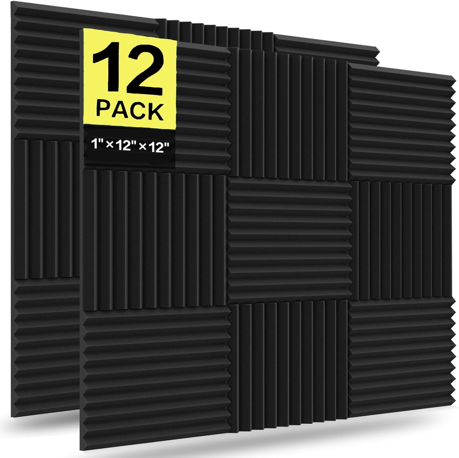 KUDOSALE 12 Pack Acoustic Panels, Studio Soundproofing Foam for Wall,12" X 12" X 1"
