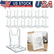 12 Pack Acrylic Book Stand for Display Adjustable Clear Display Holder Easel Collector Stand for Home Office Back to School Comic Album CD Magazine Postcard Artworks (4.2 x 4.3 x 2.35 Inch)