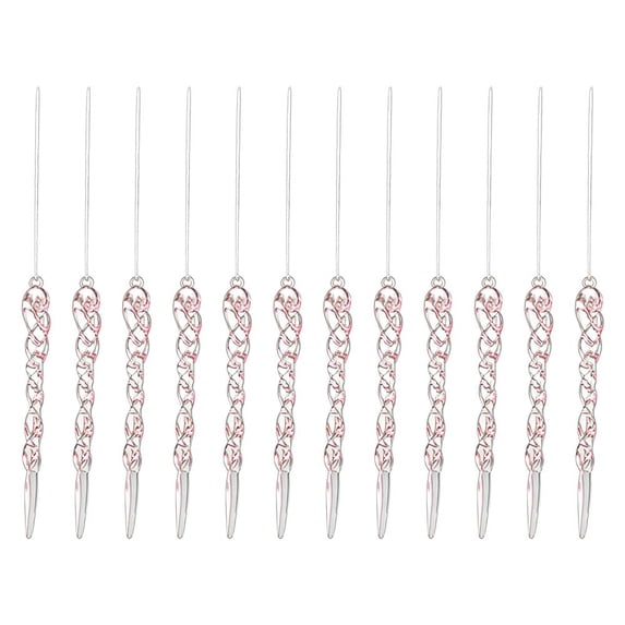 12 Pack Acrylic Icicle Hanging Ornaments, Shatterproof Christmas Tree Decor with Twisted Frost Design, Clear Glass-Like Winter Holiday Accents
