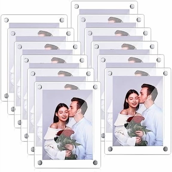 12 Pack Acrylic Picture Frames 5 x 7 Inches Floating Acrylic Photo Frame Clear Wall Mount Frameless with Metal Standoff for Christmas Home Artwork Display$$Home Decor, Kitchen, & Other