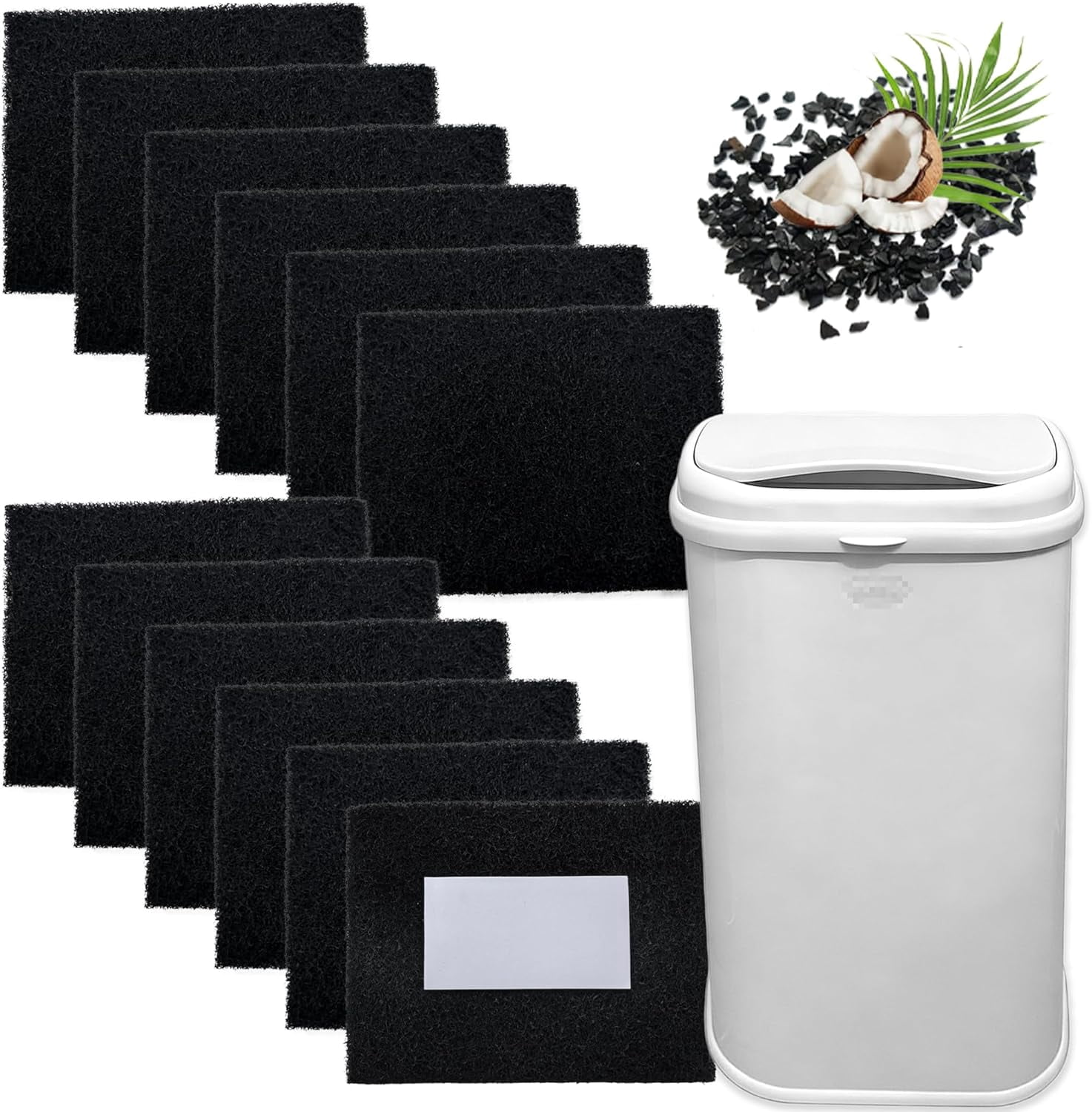 12 Pack Activated Carbon Deodorizer for Ubbi Adult Diaper Pail, Stick-On Charcoal Odor Absorbing Filters for Adult Steel Diaper Pail for Seniors Odor Free, One Year Pack, Keep Home