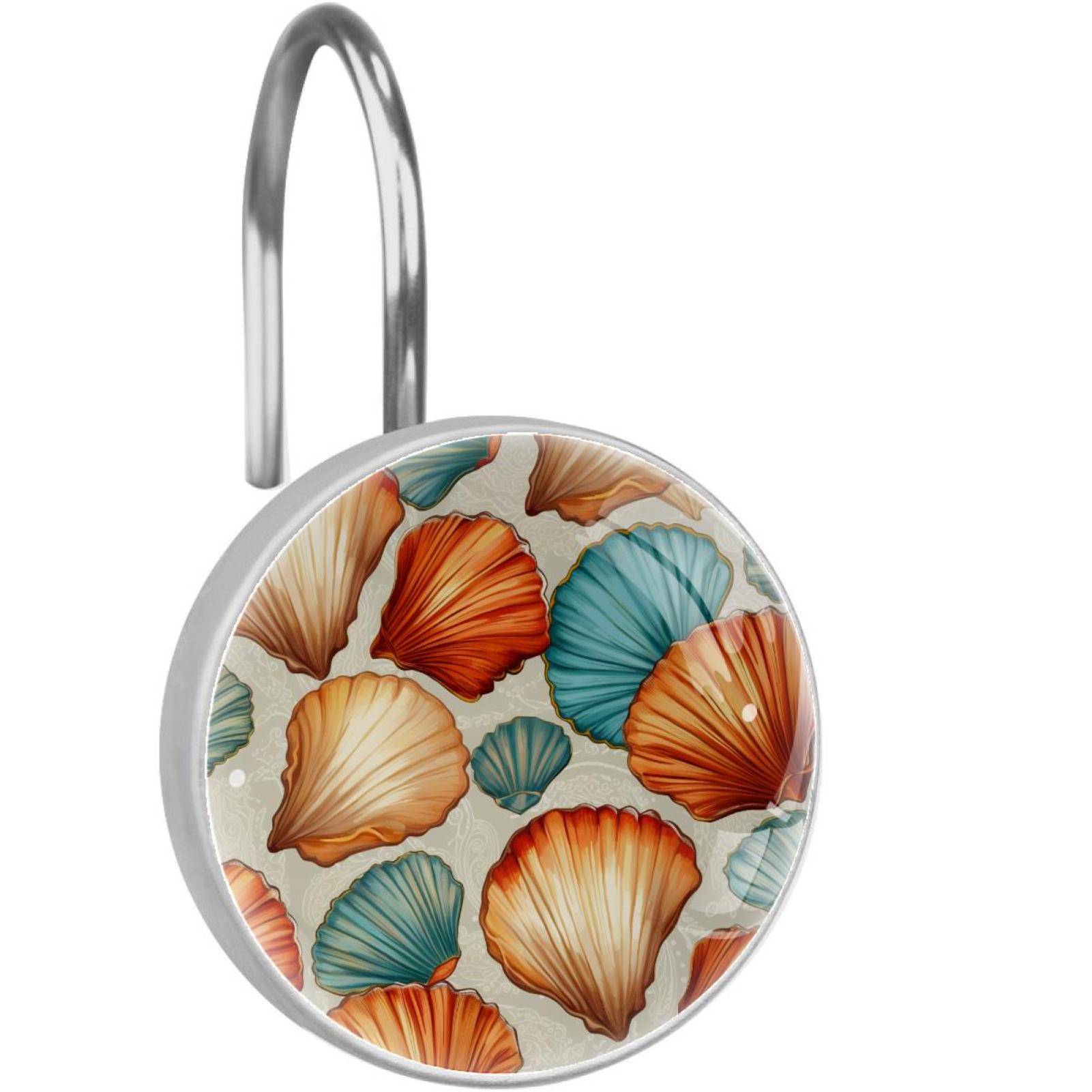12Pack Aesthetic Ocean Seashells Crystal Glass Shower Curtain Hooks