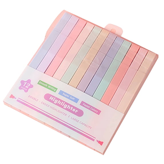 12 Pack Aesthetic Pastel Highlighters Dual Tip Soft Pen No Bleed For Journaling Bible And Note Taking(Double-Ended)