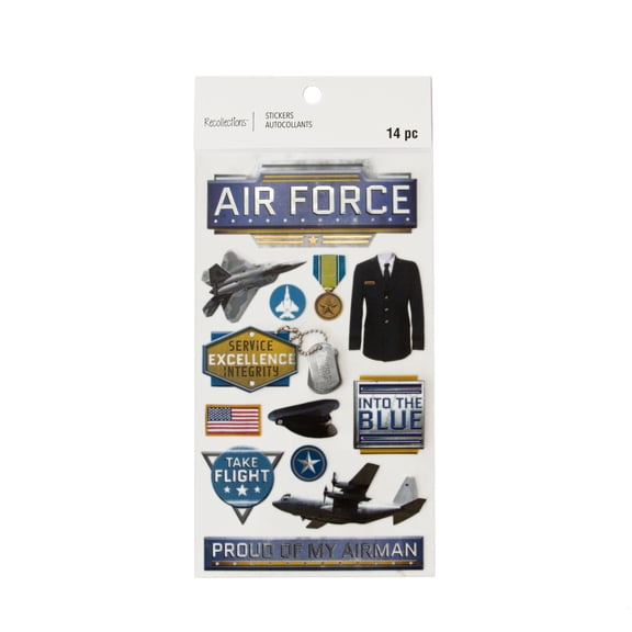 Recollections Air Force Dimensional Stickers, 12 Pack