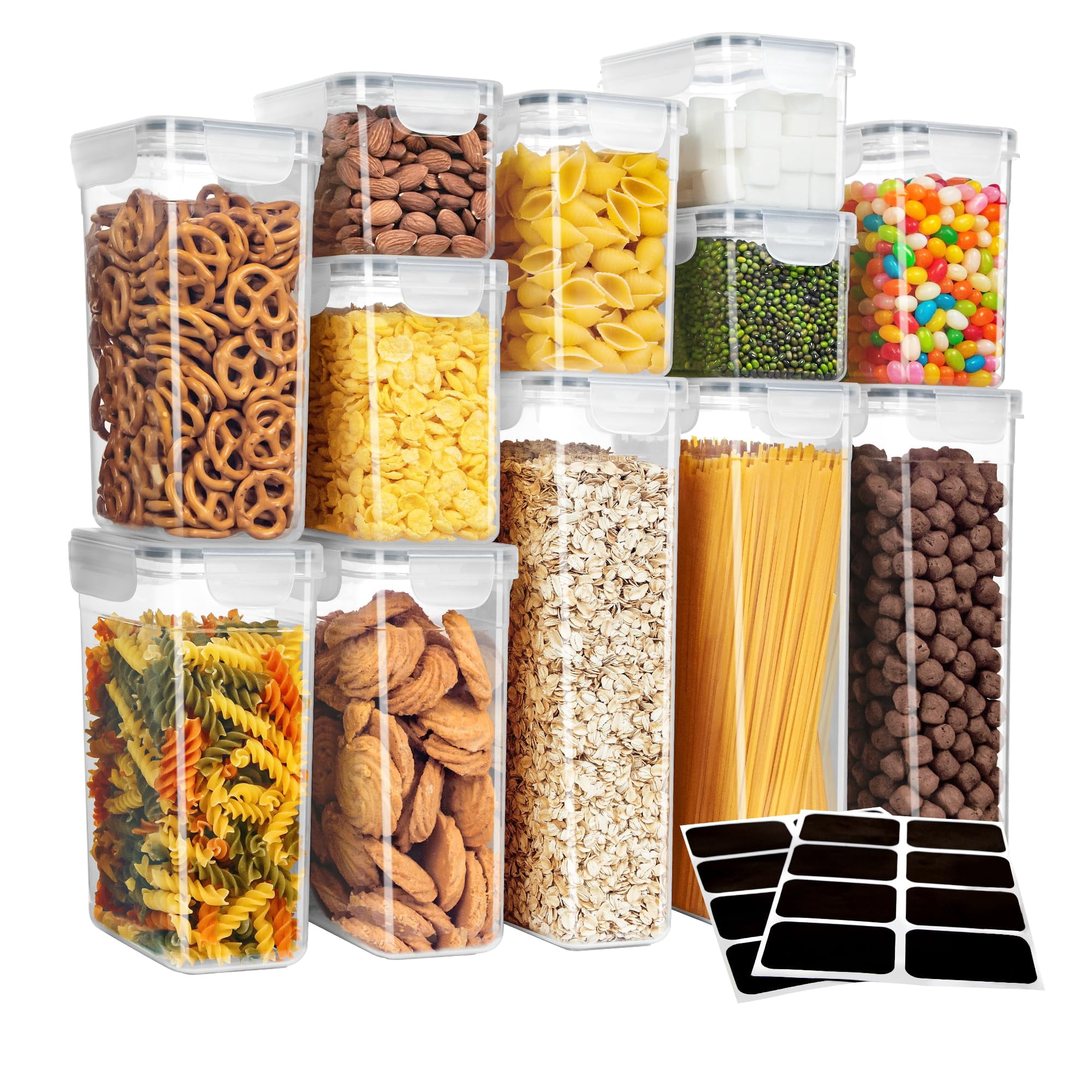 12 Pack Airtight Food Storage Container Set, BPA Free, For Kitchen Pantry Organization