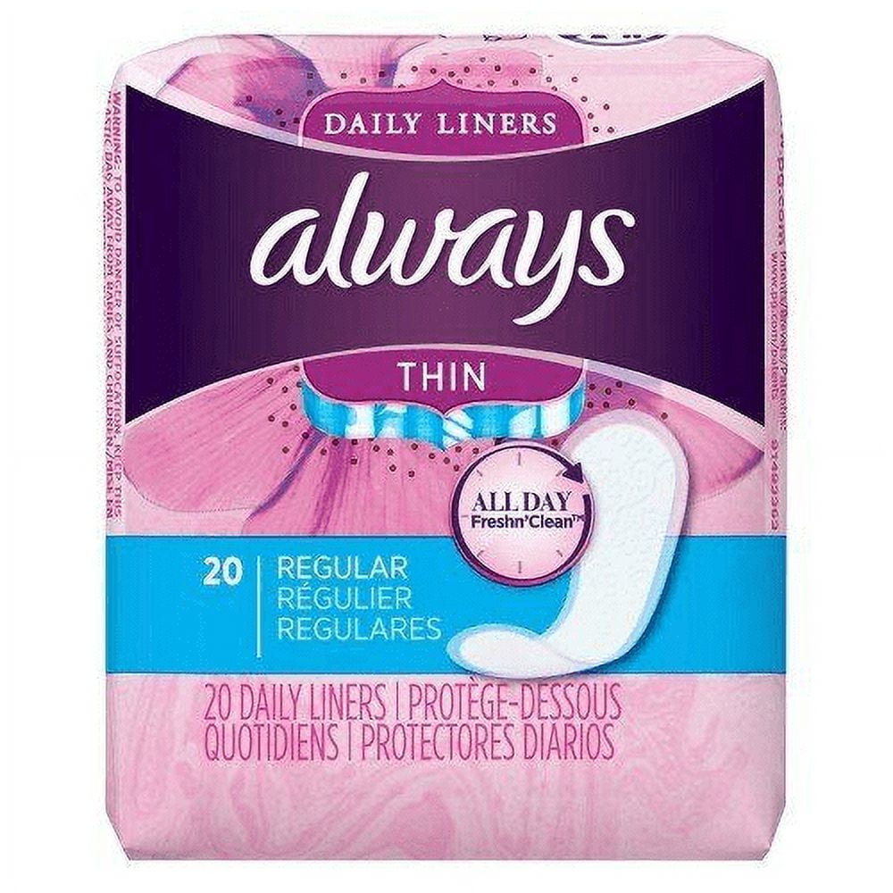 12 Pack Always Thin Daily Panty Liners Regular Unscented, 20 Count