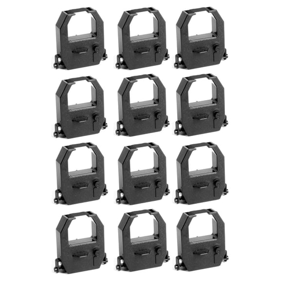 (12 Pack) Amano 10/15/20/21/25/28/35/55/75/95/200/3000/4000 Time Clock Ribbon - Black