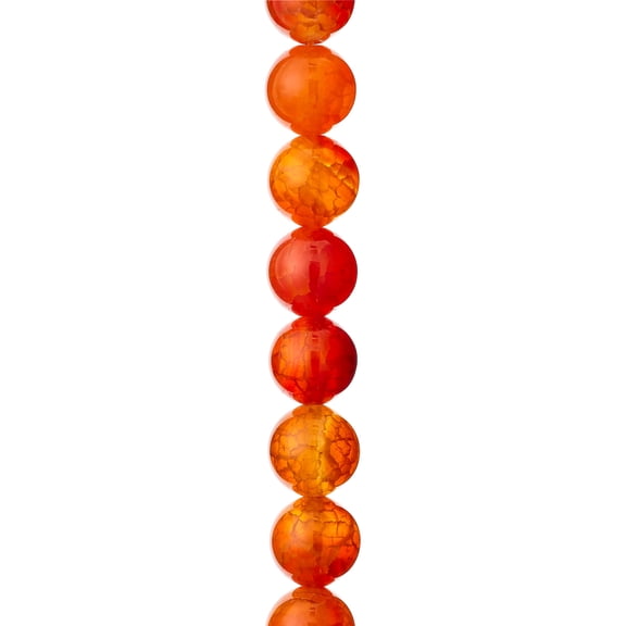 Bead Landing Amber Dyed Fire Agate Round Beads, 10mm, 12 Pack