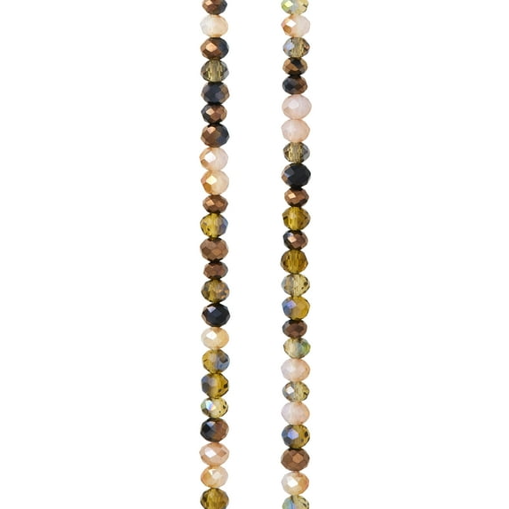 Bead Landing Amber Mix Faceted Glass Rondelle Beads, 3mm, 12 Pack
